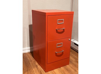 VINTAGE TWO DRAW RED FILING CABINET