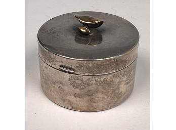 STERLING SILVER PILL BOX w/ 14K GOLD FINIAL