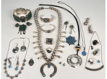 COLLECTION OF SOUTHWESTERN/MEXICAN SILVER JEWELRY