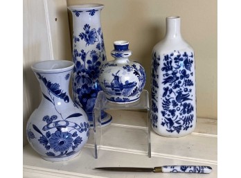(5) PIECES of DELFT POTTERY