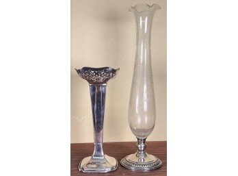(2) WEIGHTED STERLING SILVER VASES