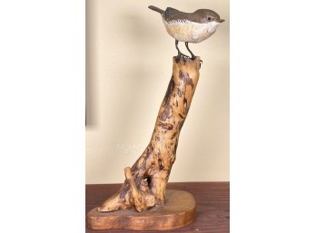 RON DICKENS CARVED and PAINTED REED WARBLER