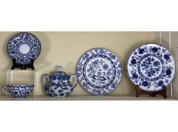 (5) PIECES BLUE and WHITE PORCELAIN