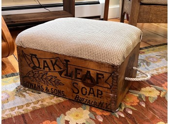 VINTAGE OAK LEAF SOAP BOX FOOTSTOOL