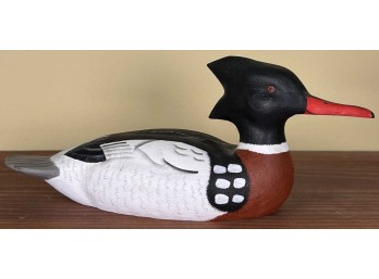 C.M. NELSON CARVED & PAINTED MERGANSER DECOY