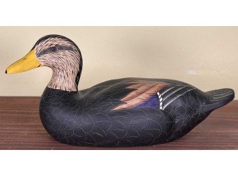 C.M. NELSON CARVED & PAINTED BLACK DUCK DECOY