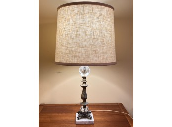 VINTAGE MIXED METAL TABLE LAMP with MARBLE BASE