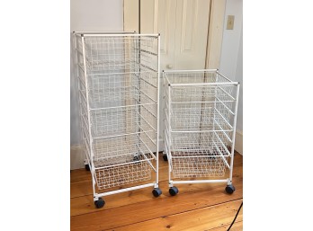 (2) WIRE ROLLING STORAGE RACKS