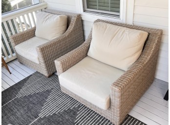 (2)BALLARD DESIGNS CONTEMPORARY OUTDOOR ARM CHAIRS