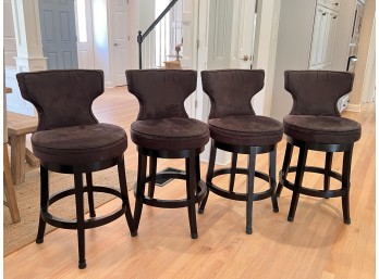 (4) CONTEMPORARY UPHOLSTERED SWIVEL BARSTOOLS