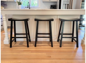 (3) SADDLE SEAT WOODEN BARSTOOLS