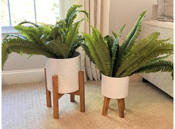 (2) DECORATIVE POTTED FAUX FERN ON STANDS