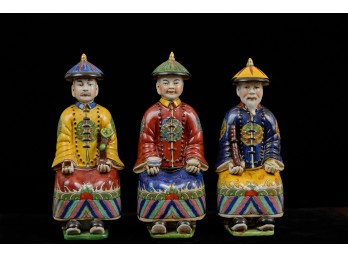 (3) CHINESE PORCELAIN SEATED FIGURES