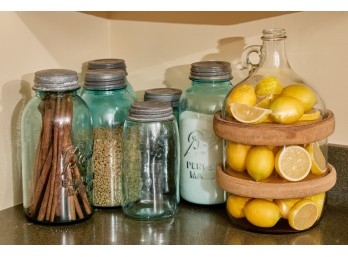 (6) BALL MASON STORAGE JARS with ZINC LIDS