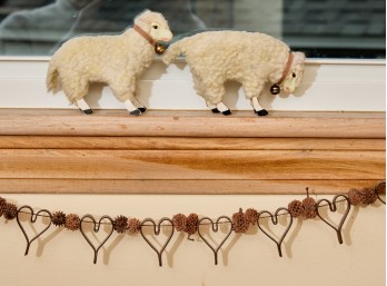 (2) SHEEP, DRIED FRUIT & a BOUGH of EARLY HEARTS