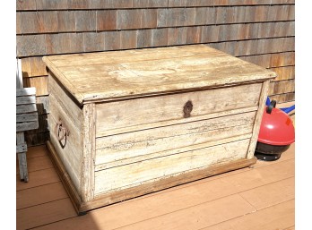 WEATHERED PANELED HEART PINE CHEST