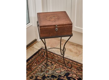 SMALL PINE CHEST on STAND with SCROLLED FEET