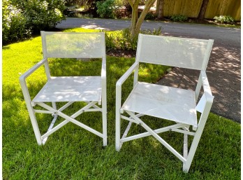 PAIR of PEMBERLY ROW ALUMINUM DIRECTORS CHAIRS