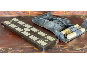 (19thc) NAUTICAL CRIBBAGE BOARD & TRAVEL SET