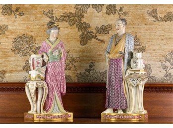 PAIR (19thc) ROYAL WORCESTER FIGURES