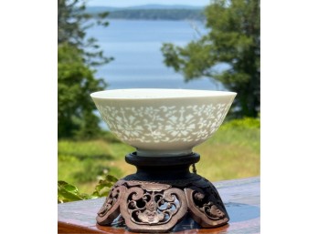 (18thc) WHITE GLAZED & CUT LOTUS BOWL