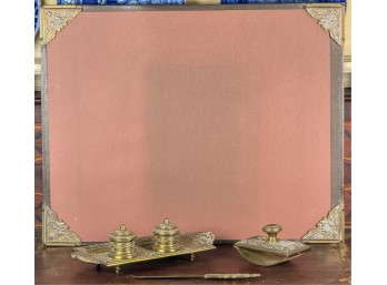 FINELY CAST GILT BRONZE (4) PIECE DESK SET