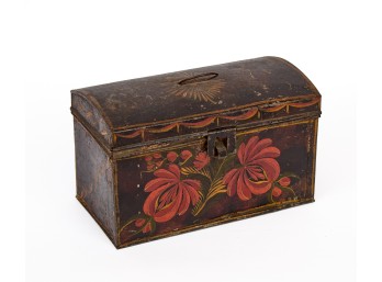 (Early 19th c) PAINTED TOLEWARE DOCUMENT BOX