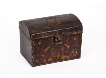 (19th c) STENCILED TOLEWARE DOCUMENT BOX