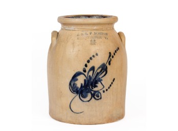 E & LP NORTON (1.5) GALLON STONEWARE CHURN