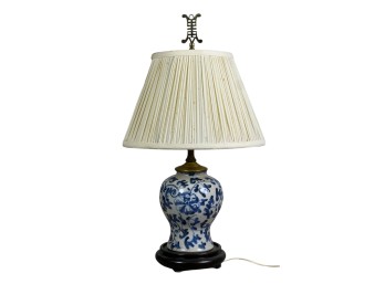 ASIAN BLUE & WHITE PORCELAIN VASE FITTED as LAMP