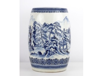 CHINESE CERAMIC GARDEN SEAT w DAOIST LANDSCAPE