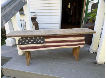 (20th c) PATRIOTIC FOLK ART BENCH