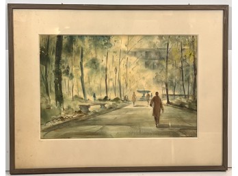 MID (20th c) SIGNED ORIGINAL WATERCOLOR