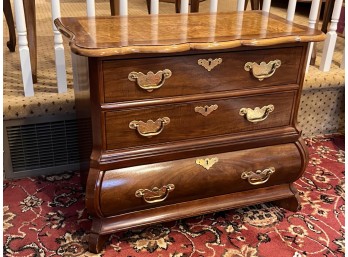 BAKER FURNITURE BURLED WALNUT DUTCH BOMBE CHEST