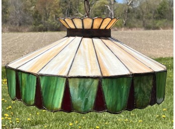 LATE (19th)/EARLY (20th c) HANGING SLAG GLASS SHAD