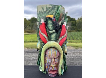 (20th c) BORUCA TRIBE CARVED & PAINTED MASK
