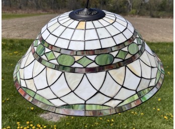 CONTEMPORARY LEADED SLAG GLASS LAMP SHADE
