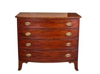 FEDERAL PERIOD BOW FRONT MAHOGANY CHEST Of DRAWERS