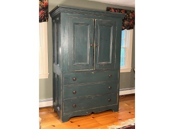 RUSTIC PAINTED PINE ARMOIRE