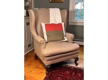 (19th c) UPHOLSTERED WING BACK CHAIR