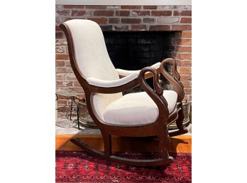 VICTORIAN SWAN FORM MAHOGANY ROCKING CHAIR