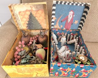 (2) CHRISTMAS BOXES WITH DECORATIONS