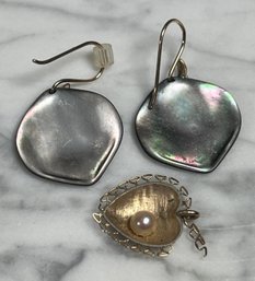 14k GOLD EARRINGS And HEART PENDANT