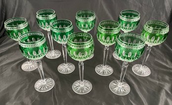 (10) WATERFORD CLARENDON GREEN HOCK GLASSES
