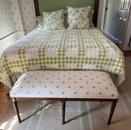 CARVED FRUIT WOOD BENCH