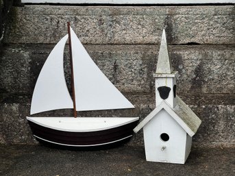 SAILBOAT WALL POCKET And CHURCH BIRDHOUSE