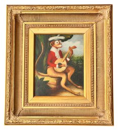 DECORATIVE PAINTING Of A MONKEY & MANDOLIN