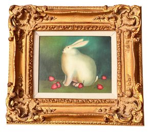 DECORATIVE PAINTING Of RABBIT & STRAWBERRIES