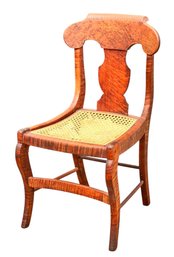 BIRDSEYE & SATIN MAHOGANY CANE SEAT SIDE CHAIR