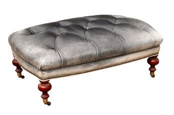 TUFTED LEATHER OTTOMAN